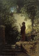 Carl Spitzweg Man Reading the Newspaper in His Garden oil painting